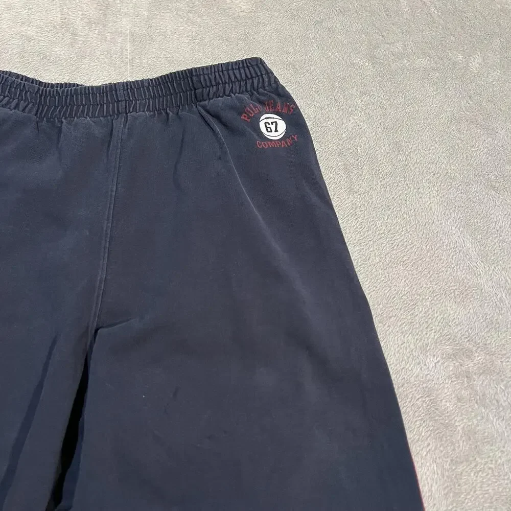 Vintage Polo Jeans Co Track Pants Mens Medium Navy Snap Stripe 90s